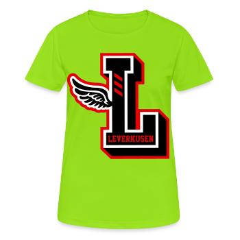 LEVERKUSEN 2026 - Frauen T-Shirt atmungsaktiv - Neongrün - Vorne - AI Model Female 172 dark (172cm)