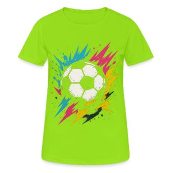Bang de football coloré, art de football de rue - T-shirt respirant Femme - vert néon - Devant - AI Model Female 172 dark (172cm)
