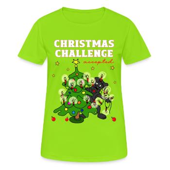 Le défi de Noël accepte un chien - T-shirt respirant Femme - vert néon - Devant - AI Model Female 172 dark (172cm)