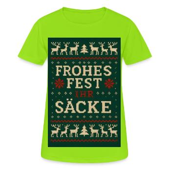Frohes Fest Ihr Säcke Weihnachten - Frauen T-Shirt atmungsaktiv - Neongrün - Vorne - AI Model Female 172 dark (172cm)