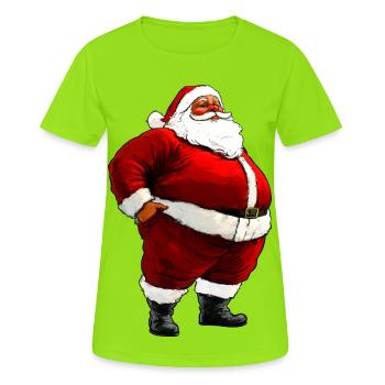 Dicker Weihnachtsmann - Frauen T-Shirt atmungsaktiv - Neongrün - Vorne - AI Model Female 172 dark (172cm)