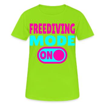 Freediving Mode ON - Taucher - Frauen T-Shirt atmungsaktiv - Neongrün - Vorne - AI Model Female 172 dark (172cm)