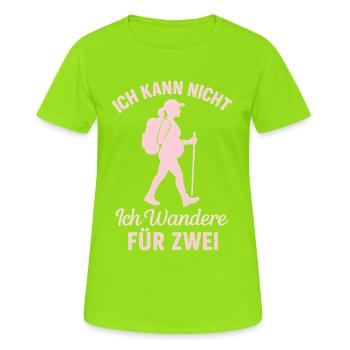 Schwanger Wandern Mutter 2026 - Frauen T-Shirt atmungsaktiv - Neongrün - Vorne - AI Model Female 172 dark (172cm)