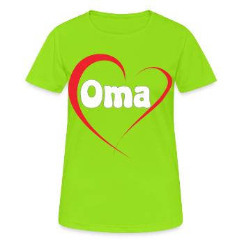 Grand-mère Amour du Cœur - T-shirt respirant Femme - vert néon - Devant - AI Model Female 172 dark (172cm)