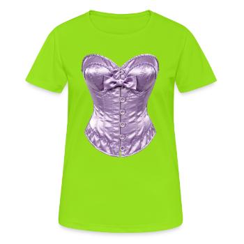 Lavendel Satin Korsett mit Schleife - Frauen T-Shirt atmungsaktiv - Neongrün - Vorne - AI Model Female 172 dark (172cm)