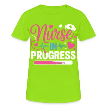 Infirmière en cours Rose Bleu - T-shirt respirant Femme - vert néon - Devant - AI Model Female 172 dark (172cm)