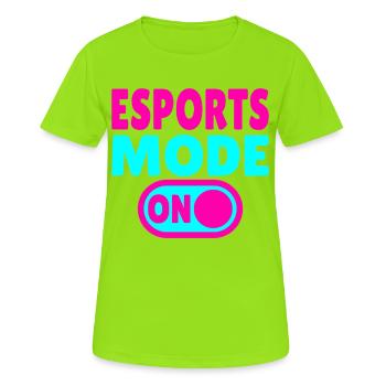 Esports Mode ON – Gaming - Frauen T-Shirt atmungsaktiv - Neongrün - Vorne - AI Model Female 172 dark (172cm)