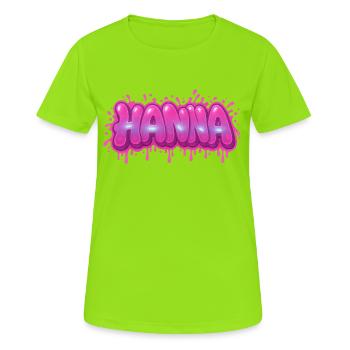 Graffiti HANNA Name Gift Ideal druckbar auf - Frauen T-Shirt atmungsaktiv - Neongrün - Vorne - AI Model Female 172 dark (172cm)