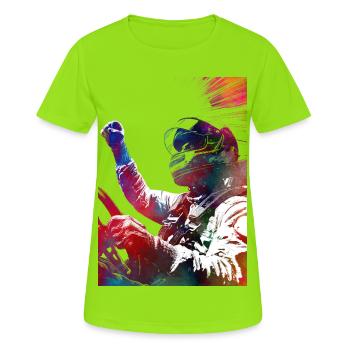 Autorennen #racing #sport - Frauen T-Shirt atmungsaktiv - Neongrün - Vorne - AI Model Female 172 dark (172cm)