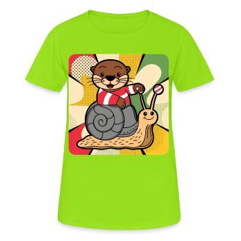 Les loutres en excursion d’escargots - T-shirt respirant Femme - vert néon - Devant - AI Model Female 172 dark (172cm)