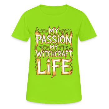 Sorcellerie, ma passion, ma lecture de tarot, Wicca - T-shirt respirant Femme - vert néon - Devant - AI Model Female 172 dark (172cm)