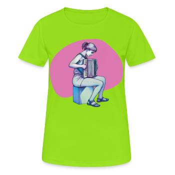 AKKORDEONIST #2 – Ton & Bild - Frauen T-Shirt atmungsaktiv - Neongrün - Vorne - AI Model Female 172 dark (172cm)