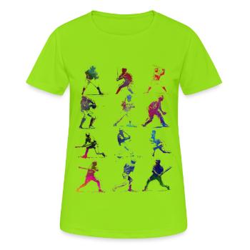 Baseballspieler #baseball #sport - Frauen T-Shirt atmungsaktiv - Neongrün - Vorne - AI Model Female 172 dark (172cm)