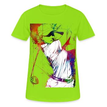 Golf player #golf - Women's Breathable T-Shirt - neon green - Front - AI Model Female 172 dark (172cm)