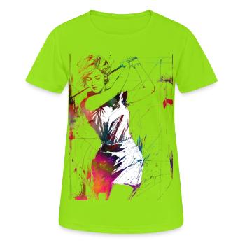 Golfspieler #golf - Frauen T-Shirt atmungsaktiv - Neongrün - Vorne - AI Model Female 172 dark (172cm)