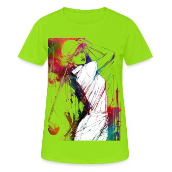 Golfspieler #golf - Frauen T-Shirt atmungsaktiv - Neongrün - Vorne - AI Model Female 172 dark (172cm)