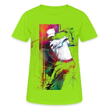 Golfspieler #golf - Frauen T-Shirt atmungsaktiv - Neongrün - Vorne - AI Model Female 172 dark (172cm)