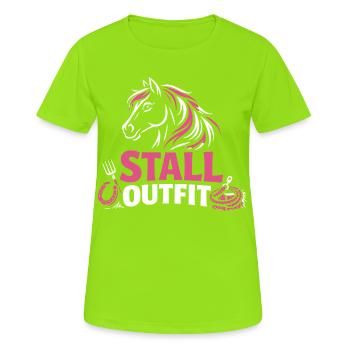 Pferde Reiten Stall Outfit Pferdeliebhaberin - Frauen T-Shirt atmungsaktiv - Neongrün - Vorne - AI Model Female 172 dark (172cm)