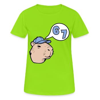 Capybara Six Sept - Réponse 67 - T-shirt respirant Femme - vert néon - Devant - AI Model Female 172 dark (172cm)