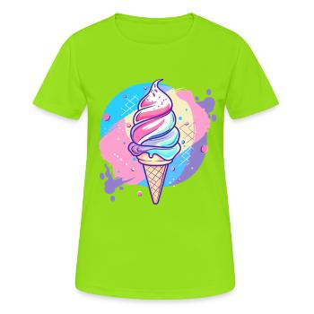 Eiscreme - Frauen T-Shirt atmungsaktiv - Neongrün - Vorne - AI Model Female 172 dark (172cm)
