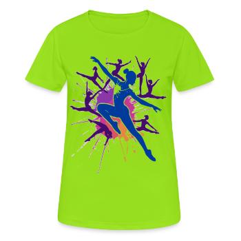 Turnen Turnerin Gymnastik Akrobatik Kunstturnen - Frauen T-Shirt atmungsaktiv - Neongrün - Vorne - AI Model Female 172 dark (172cm)