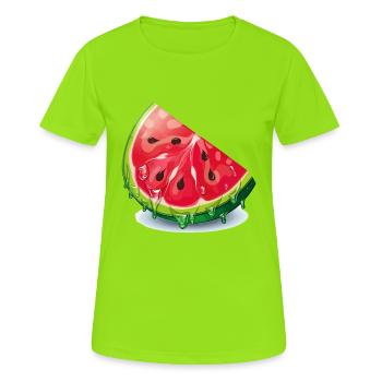 Wassermelone Tropfen Slice - Frauen T-Shirt atmungsaktiv - Neongrün - Vorne - AI Model Female 172 dark (172cm)
