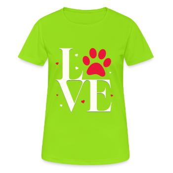 L’amour avec une empreinte de patte - T-shirt respirant Femme - vert néon - Devant - AI Model Female 172 dark (172cm)