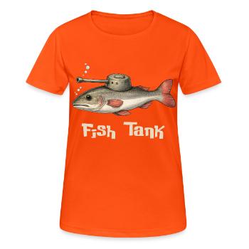 Aquarium – Jeu de mots drôles de poissons - T-shirt respirant Femme - orange néon - Devant - AI Model Female 172 dark (172cm)