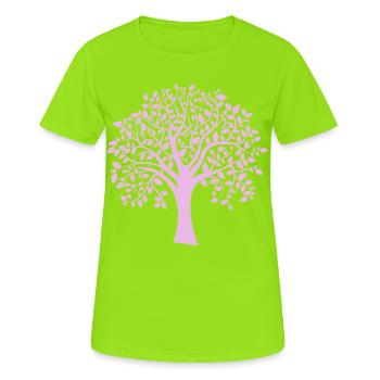 Silhouette à motif d’arbre jumbo violet - T-shirt respirant Femme - vert néon - Devant - AI Model Female 172 dark (172cm)