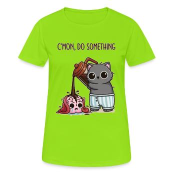 C’mon, Do Something – Kaffee für mein Gehirn - Frauen T-Shirt atmungsaktiv - Neongrün - Vorne - AI Model Female 172 dark (172cm)