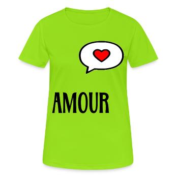 Amour Cœur - T-shirt respirant Femme - vert néon - Devant - AI Model Female 172 dark (172cm)