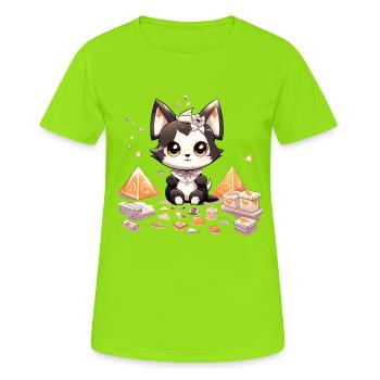 Chibi Chiot Diamant Trésor - T-shirt respirant Femme - vert néon - Devant - AI Model Female 172 dark (172cm)