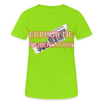 ERREUR DE FABRICATION - T-shirt respirant Femme - vert néon - Devant - AI Model Female 172 dark (172cm)