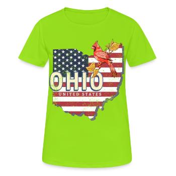 Ohio United States Vintage USA Souvenir - Women's Breathable T-Shirt - neon green - Front - AI Model Female 172 dark (172cm)