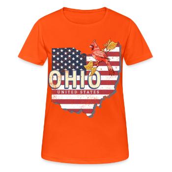 Ohio United States Vintage USA Souvenir - Women's Breathable T-Shirt - neon orange - Front - AI Model Female 172 dark (172cm)