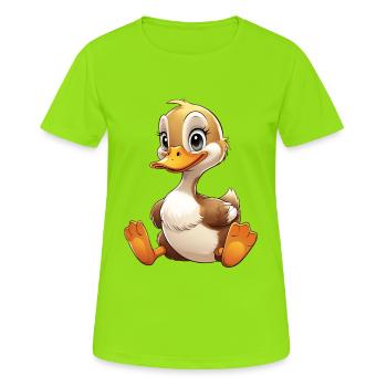 Niedliche Enten-Comicfigur - Frauen T-Shirt atmungsaktiv - Neongrün - Vorne - AI Model Female 172 dark (172cm)