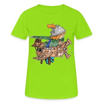 Ugo - die kostenlose Pappe und Popo-Propeller / - Frauen T-Shirt atmungsaktiv - Neongrün - Vorne - AI Model Female 172 dark (172cm)