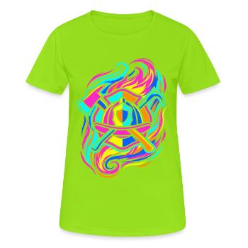 Emblème du pompier - T-shirt respirant Femme - vert néon - Devant - AI Model Female 172 dark (172cm)