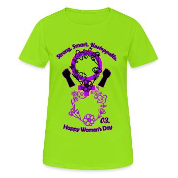Design pour la Journée internationale des femmes - T-shirt respirant Femme - vert néon - Devant - AI Model Female 172 dark (172cm)
