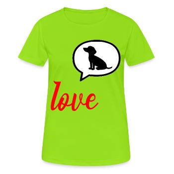 Chien de la déclaration d’amour - T-shirt respirant Femme - vert néon - Devant - AI Model Female 172 dark (172cm)