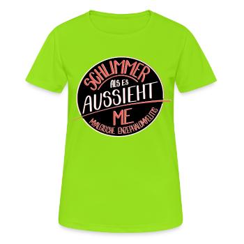 Schlimmer als es aussieht, ME  - Frauen T-Shirt atmungsaktiv - Neongrün - Vorne - AI Model Female 172 dark (172cm)