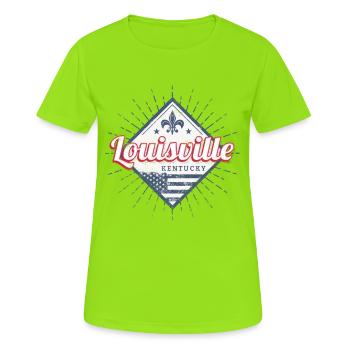 Louisville Stadt Kentucky Vereinigte Staaten USA - Frauen T-Shirt atmungsaktiv - Neongrün - Vorne - AI Model Female 172 dark (172cm)
