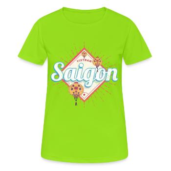Saigon Ho-Chi-Minh-Stadt HCMC Vietnam Lampion - Frauen T-Shirt atmungsaktiv - Neongrün - Vorne - AI Model Female 172 dark (172cm)