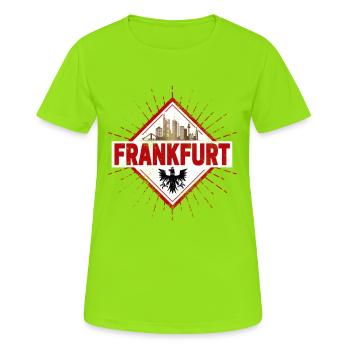 Frankfurt City Deutschland Skyline retro Souvenir - Frauen T-Shirt atmungsaktiv - Neongrün - Vorne - AI Model Female 172 dark (172cm)