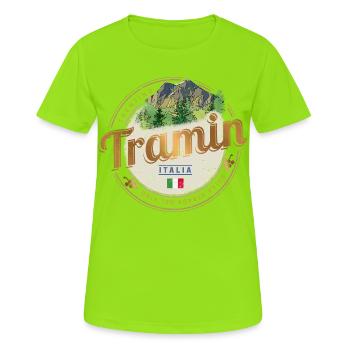 Tramin Trentino Südtirol Italien Vintage Souvenir - Frauen T-Shirt atmungsaktiv - Neongrün - Vorne - AI Model Female 172 dark (172cm)