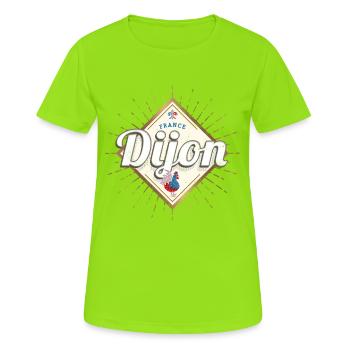 Dijon Stadt Burgund Frankreich Retro Hahn Souvenir - Frauen T-Shirt atmungsaktiv - Neongrün - Vorne - AI Model Female 172 dark (172cm)