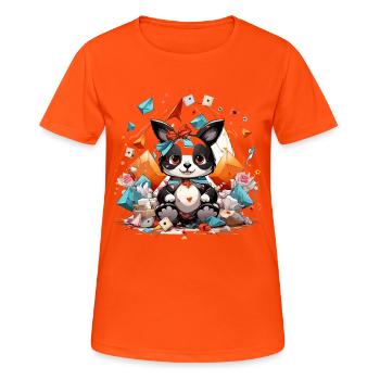 Kawaii Origami Panda im Glitzermeer - Frauen T-Shirt atmungsaktiv - Neonorange - Vorne - AI Model Female 172 dark (172cm)