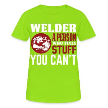 Schweißer eine Person.... - Frauen T-Shirt atmungsaktiv - Neongrün - Vorne - AI Model Female 172 dark (172cm)