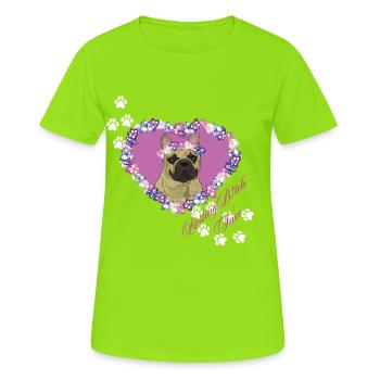 Visage de Sale Français au repos - T-shirt respirant Femme - vert néon - Devant - AI Model Female 172 dark (172cm)