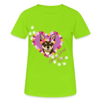 Chihuahua Face de Sale Garçon Reposant - T-shirt respirant Femme - vert néon - Devant - AI Model Female 172 dark (172cm)